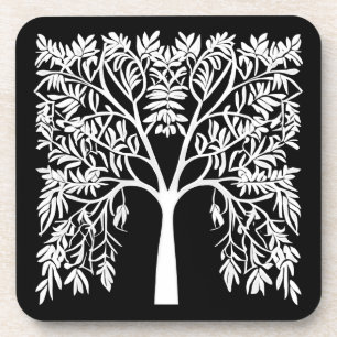 Posavasos Árbol de vida #1 blanco en negro