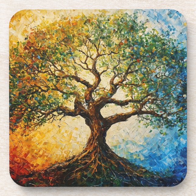 Posavasos Árbol del conocimiento - Pintura de petróleo (Frente)