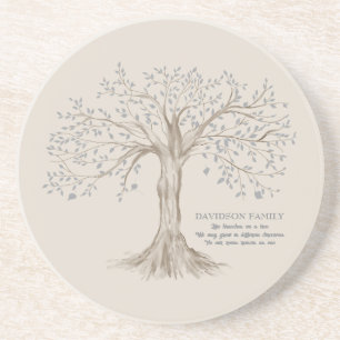 Posavasos Árbol familiar personalizado con cita tan