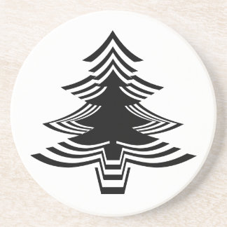Posavasos Árbol minimalista negro y blanco icónico de Navida