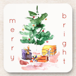 Posavasos Árbol moderno de Navidad amargo y brillante