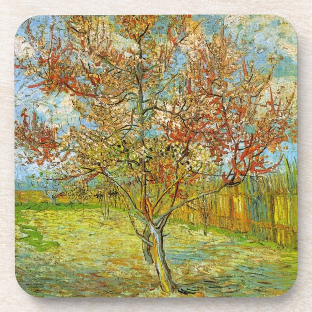 Posavasos Árbol rosa en flor por Vincent van Gogh (Frente)