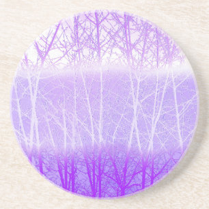 Posavasos Árboles brumosos helados en lavanda lila