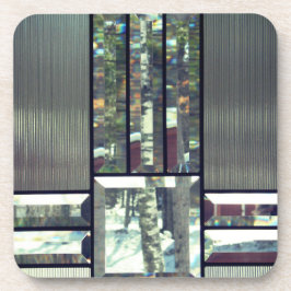 Posavasos Árboles de abedul de vidrio biselado plata metálic