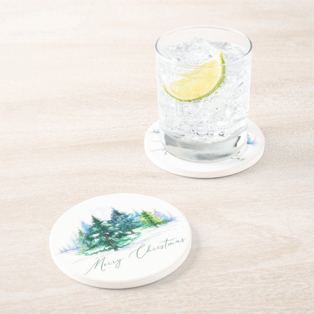 Posavasos Árboles de acuarela (Lado)