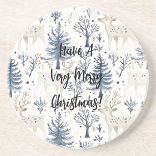 Posavasos Árboles de Navidad azules ciervos blancos