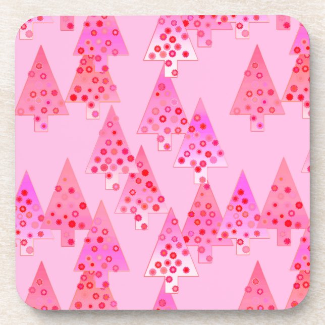 Posavasos Árboles de Navidad de flores modernas - rosa paste (Frente)