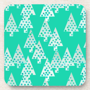 Posavasos Árboles de Navidad de flores modernas - verde espu