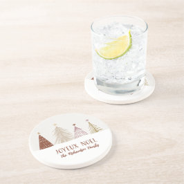 Posavasos Árboles de Navidad nevados Feliz Navidad Rojo Dora