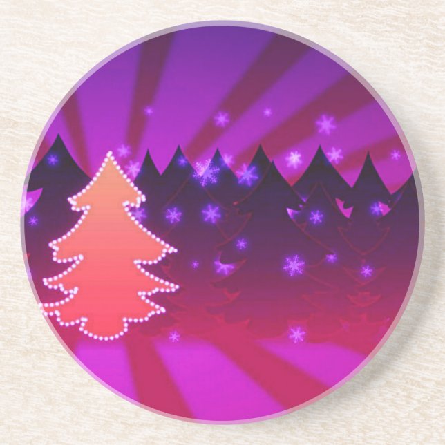 Posavasos Árboles de Navidad sombras de morado (Frente)