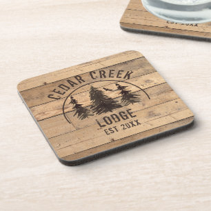 Posavasos Árboles forestales de madera rústica personalizado