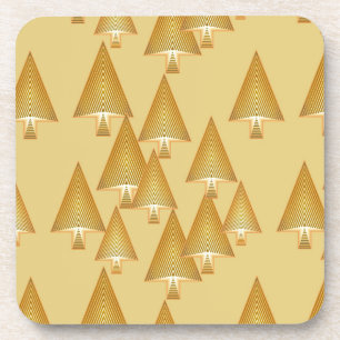 Posavasos Árboles modernos metálicos de Navidad - oro amaril