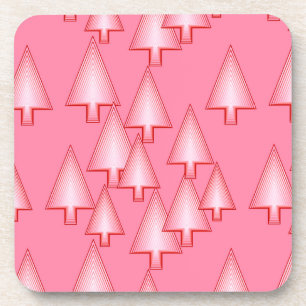 Posavasos Árboles modernos metálicos de Navidad - rosa coral