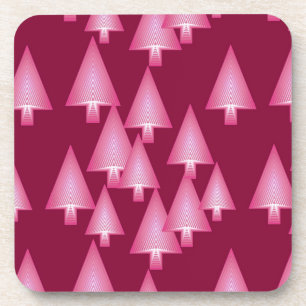 Posavasos Árboles modernos metálicos de Navidad - rosa y vin
