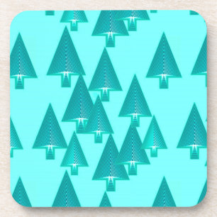 Posavasos Árboles modernos metálicos de Navidad - turquesa