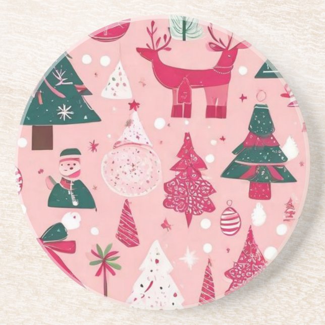 Posavasos Árboles navideños con copos de nieve Cojín decorat (Frente)