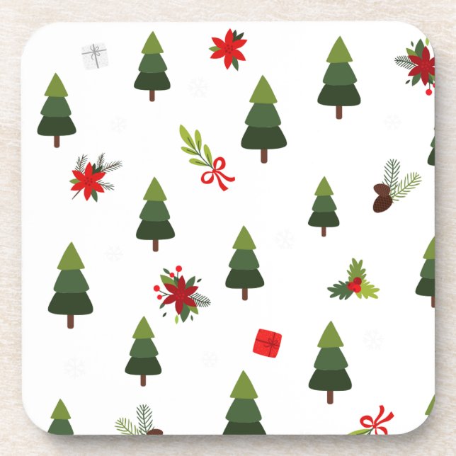 Posavasos Árboles y arcos de Navidad (Frente)