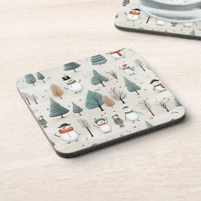 Posavasos Árboles y snowman (Lado Izquierdo)