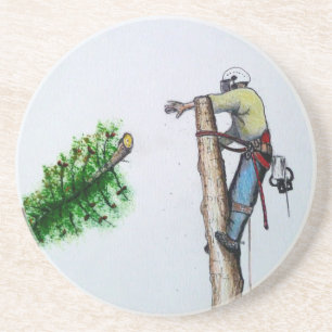 Posavasos Arborista de cirujanos arbóreos en el trabajo actu
