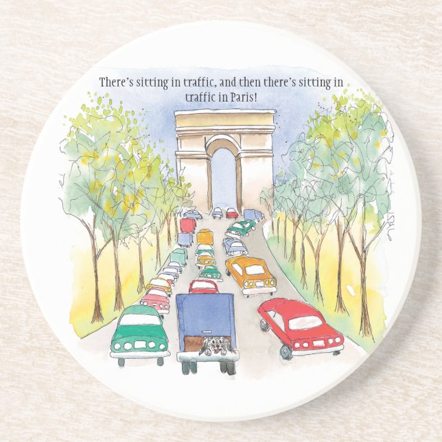 Posavasos Arc de Triomphe Tinta y acuarela Arte caprichoso (Frente)