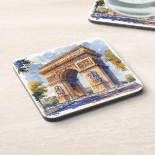 Posavasos Arc de Triomphe Watercolor Travel Landmarks Franci