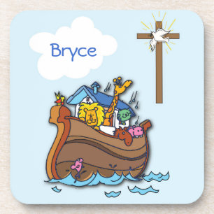 Posavasos Arca de Noé personalizable para el bautizo de un b