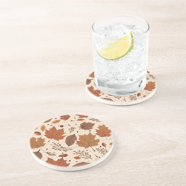 Posavasos Arce de terracota rústica deja Boda de otoño (Lado)