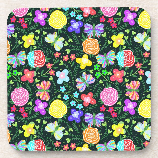 Posavasos Arcoiris de flor de mariposa (Frente)