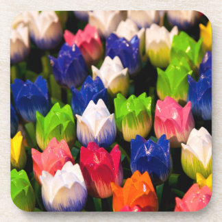 Posavasos Arcoiris de tulipanes de madera