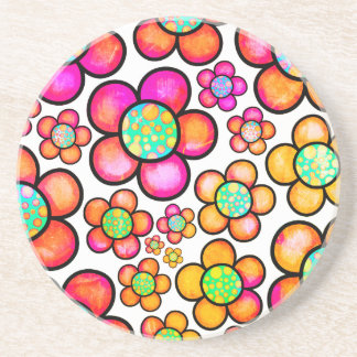 Posavasos Arcoiris florido retro