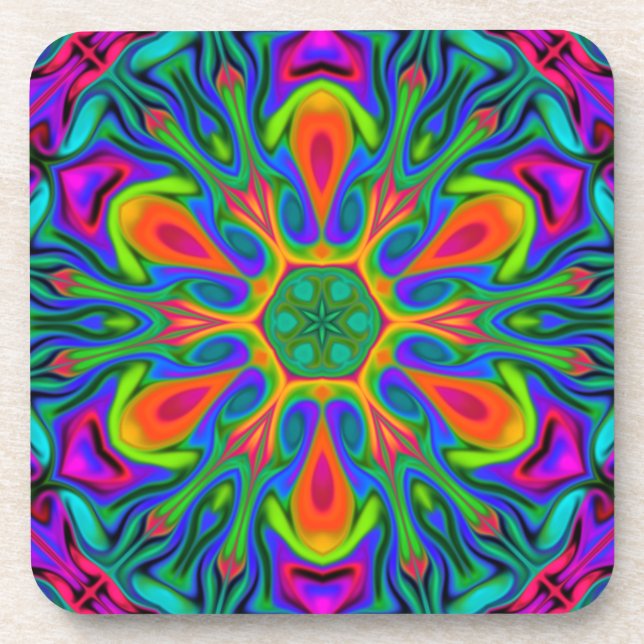 Posavasos Arcoiris hippie psicodélico (Frente)