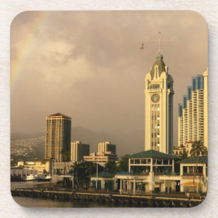 Posavasos Arcoiris sobre Honolulu, Hawaii, Estados Unidos 2