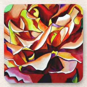 Posavasos Arcoiris Sunset Rosa acuarela arte original