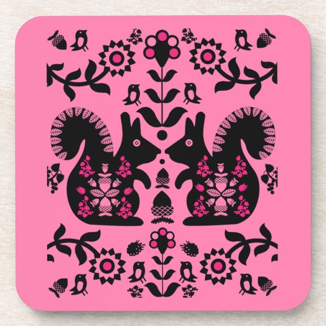 Posavasos Ardilla Escandinavia Nórdica Arte Popular (Frente)