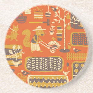 Posavasos Ardillas de jardín: Escena animal caprichosa