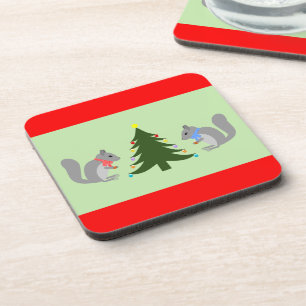 Posavasos Ardillas decoradoras de árboles de Navidad