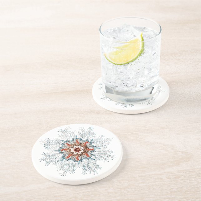 Posavasos Arena de criatura marina botón azul (Lado)