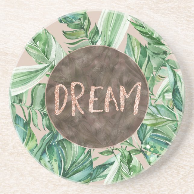 Posavasos Arena tropical Peach Green deja sueño Purpurina (Frente)