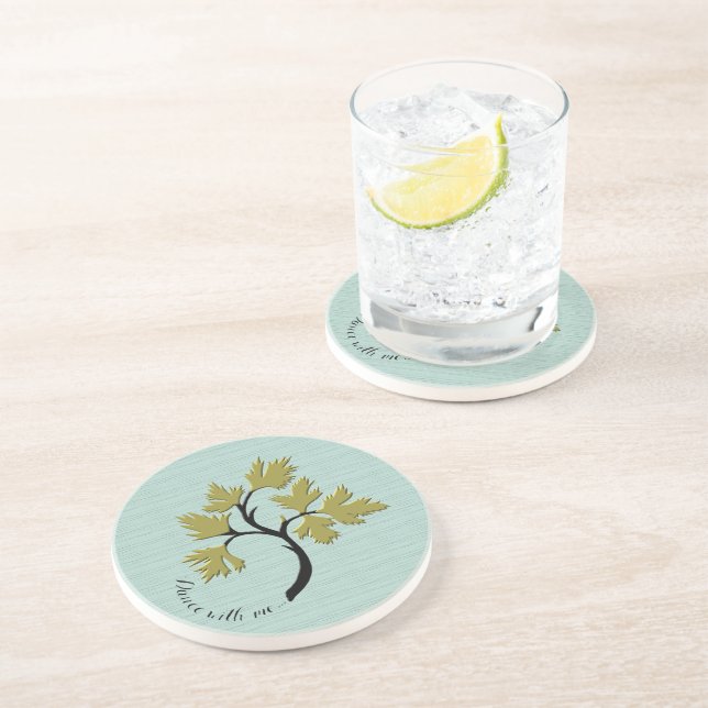 Posavasos Arena verde oliva de árbol de baile personalizado (Lado)
