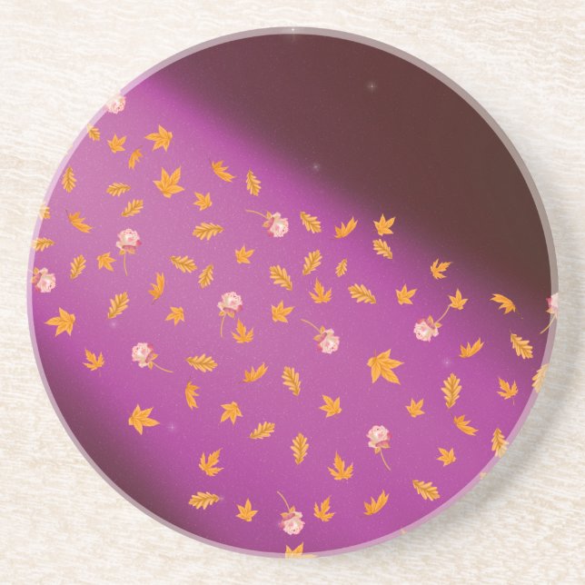 Posavasos Arenisca de hojas y Rosas de otoño (Frente)