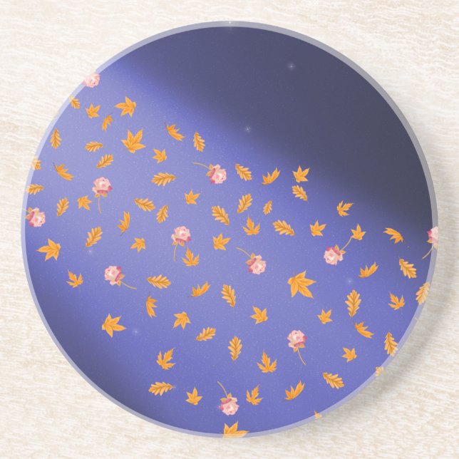 Posavasos Arenisca de hojas y Rosas de otoño (Frente)