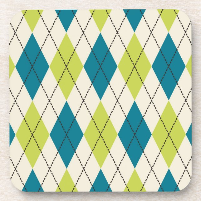 Posavasos Argyle Azul Y Verde (Frente)