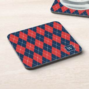 Posavasos Argyle Cose A Mano Preppy – Rojo Blanco y Azul Mar