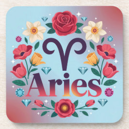 Posavasos Aries Flowers Gemstones Plastic Coaster Set
