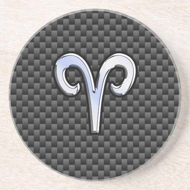 Posavasos Aries Zodiac Symbol Black Carbon Fiber Decor (Frente)