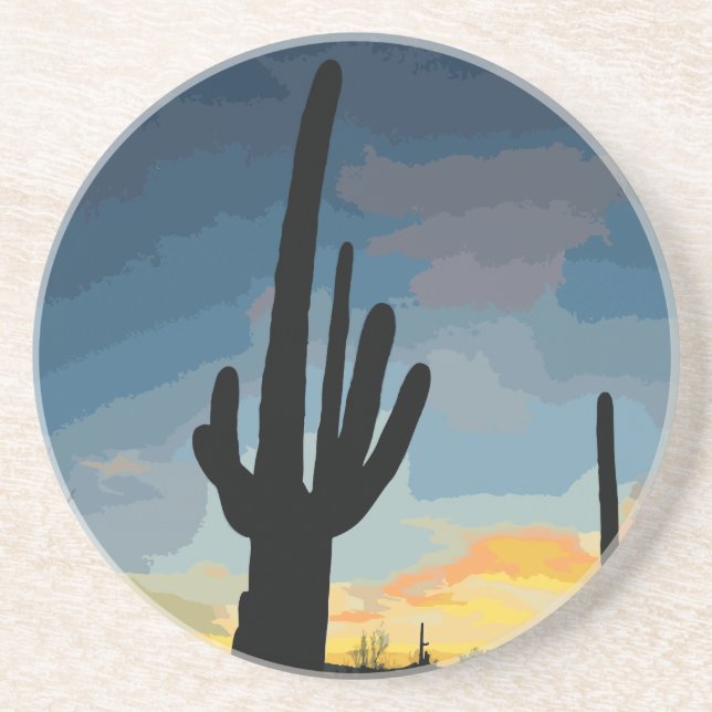 Posavasos Arizona Saguaro Cactus Southwestern Sunset (Frente)