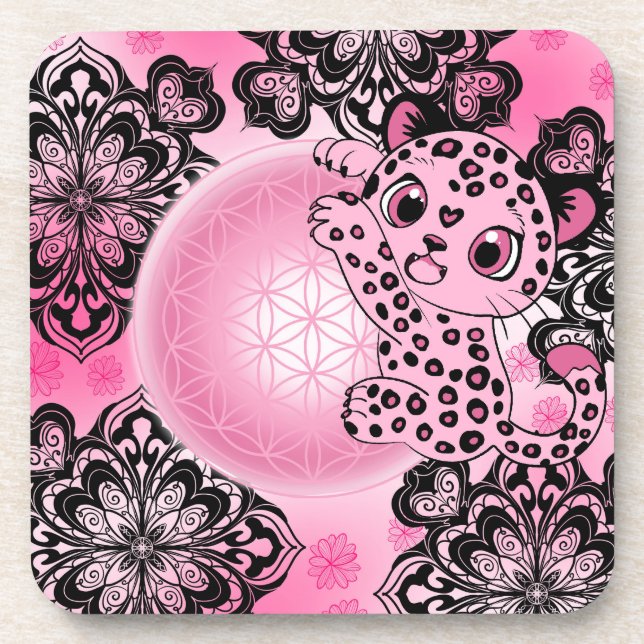 Posavasos Armonía de Leopardo Rosa (Frente)