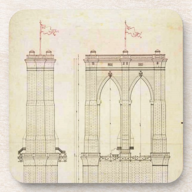 Posavasos Arquitectura de Brooklyn Bridge NYC vintage (Frente)