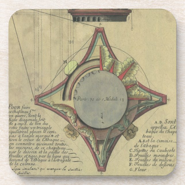 Posavasos Arquitectura de época, corona de capital decorativ (Frente)