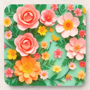 Posavasos Arreglo de flores de papel coloridas